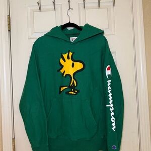 Champion Green Hoodie with Yellow Graphic